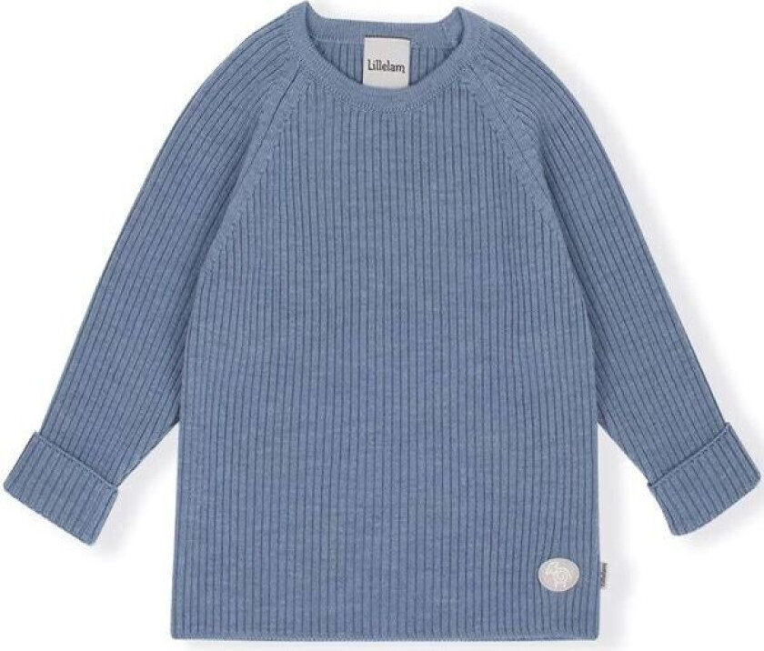 ribbet ullgenser til barn, Mellomblå