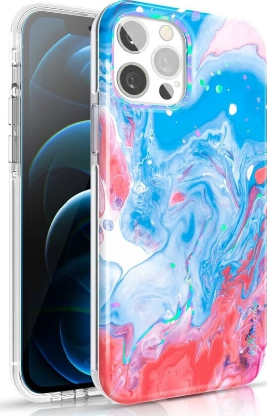 Watercolor Series Fargerikt Deksel Til Iphone 12 Pro Max Blå-Rosa