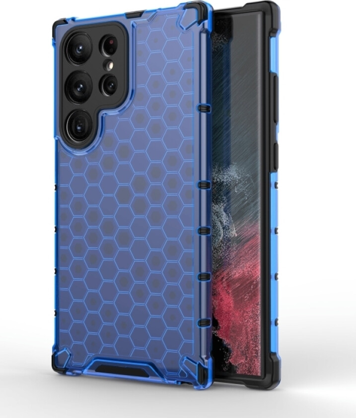 Honeycomb-Deksel Til Samsung Galaxy S23 Ultra Pansret Hybriddeksel Blå