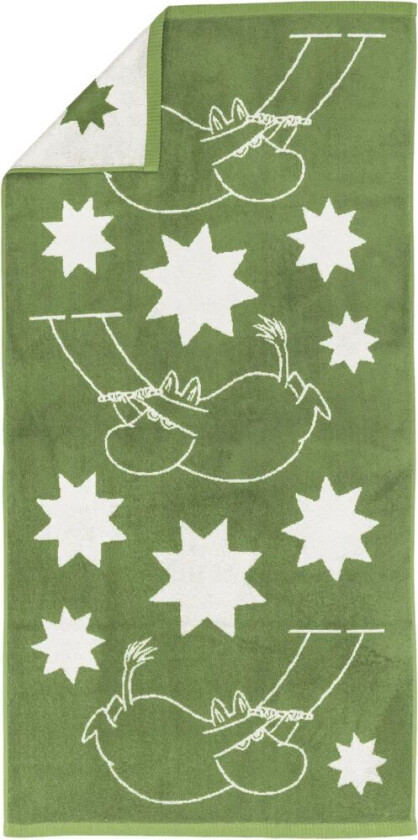 Mummitrollet badehåndkle 70 x 140 cm Stjerner, grønn