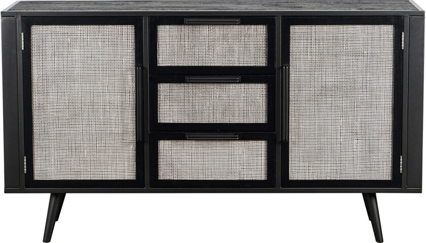 NordicMindiRattan skjenk høy med 2 dører og 3 skuffer, svart.