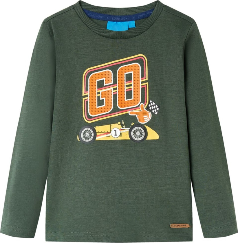 T-skjorte for barn med lange ermer mørkegrønn 92