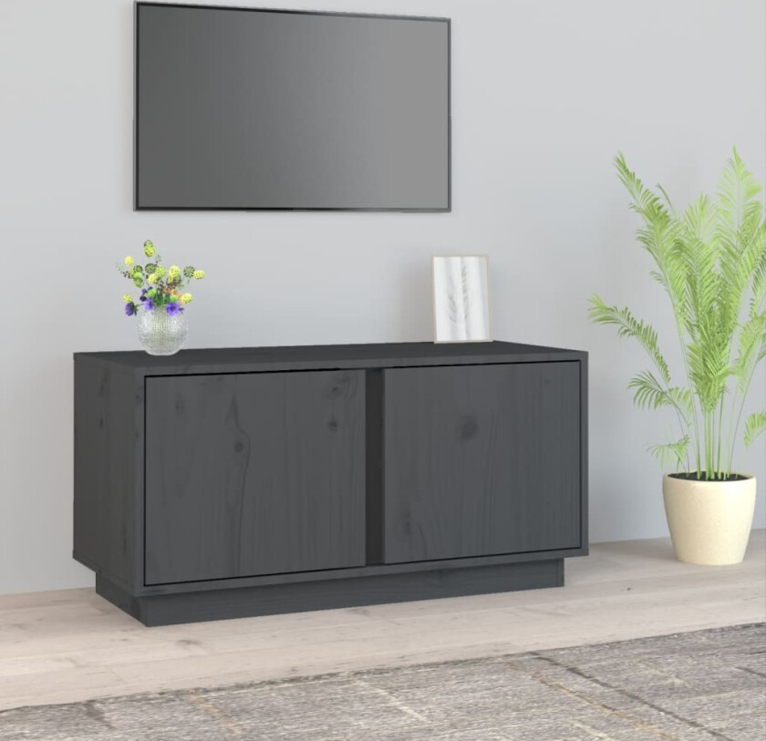 TV-benk grå 80x35x40,5 cm heltre furu