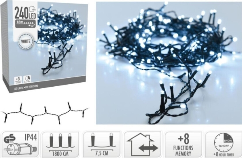 Koopman Juletrelys Juletrelys Strenglys 240 Led Timer Kaldhvit