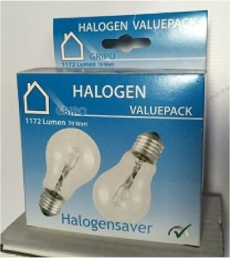Gripo Halogen Sparepære E27 77W A55 2Stk - 1654679