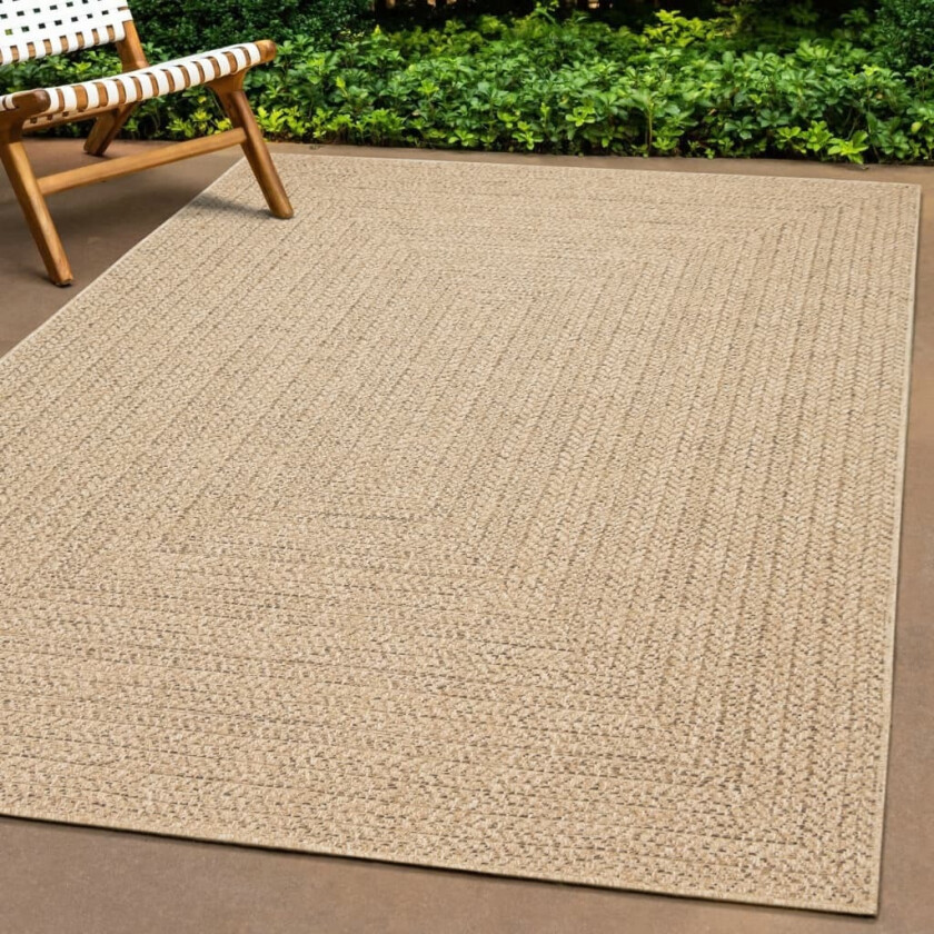 Teppe 200x290 cm jute-utseende innendørs og utendørs