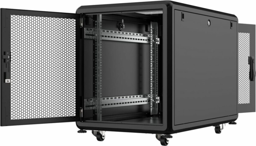 By Logon - Rack Skap - 600 X 1000 Mm, Server Line - Med 4 Kjølevifter - Free-Standing - Svart, Ral 9005 - 12U - 19"