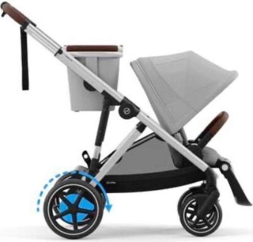 E-Gazelle S, Søsken-/tvillingvogn – Stone Grey/silver