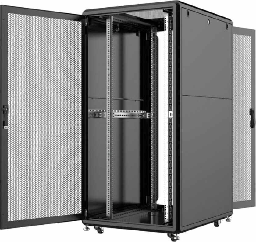 By Logon Server Line - Rack Skap - 800 X 1000 Mm - Med 4 Kjølevifter - Free-Standing - Svart, Ral 9005 - 32U - 19"