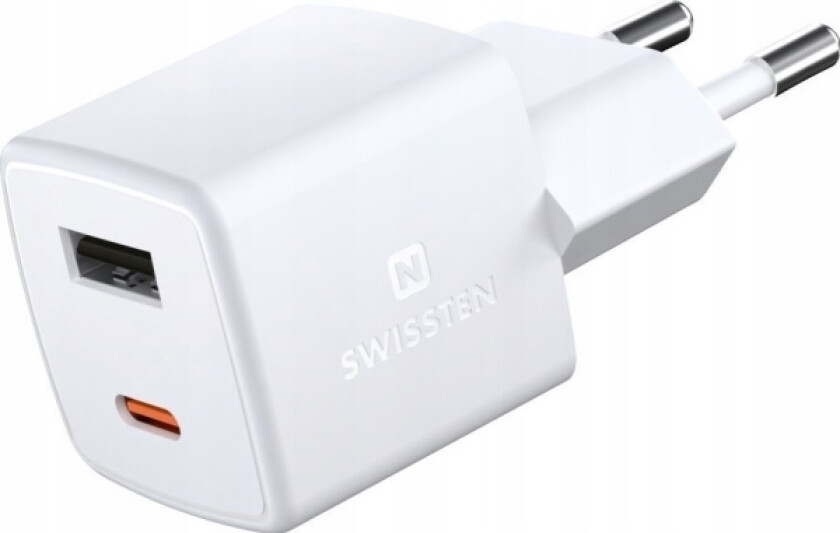 adowarka Swissten Mini Gan Travel Charger 1X Usb-C + 1Xusb 30W Power Delivery
