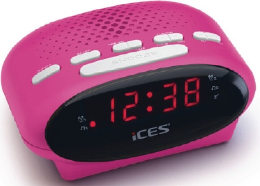 Ices Icr-210, Klokke, Fm, Pll, Led, 1,52 Cm (0.6"), Rosa, 3 V
