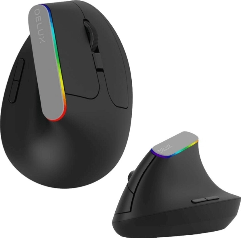 Delux Mouse Delux M618c Trådløs Vertikal Mus 2.4G 1600Dpi Rgb (Svart)