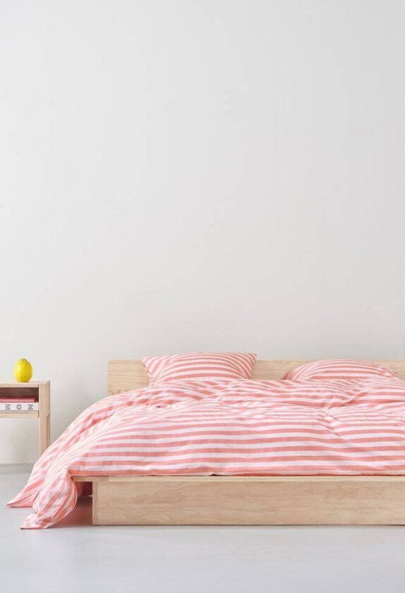 sengesett dobbeltseng Coral pink/white