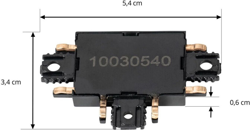 T-kontakt Lumaro, svart, 5,4 cm, plast