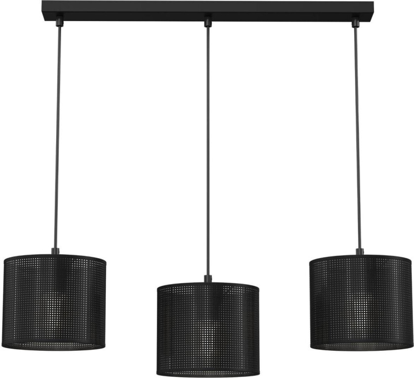 Hengelampe Jovin, 3 lyskilder, lineær, svart