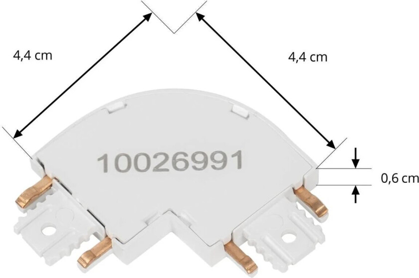 L-kobling Lumaro, hvit, 90°, avrundet, sett med 2 stk