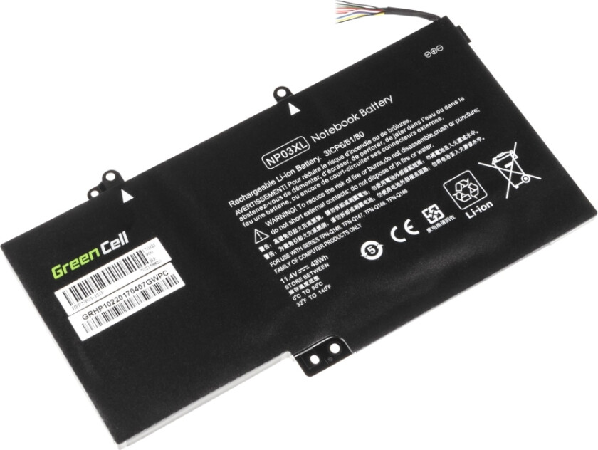 Green Cell - Batteri Til Bærbar Pc (Tilsvarer: Hp Np03xl) - Litiumpolymer - 3-Cellers - 3700 Mah - Svart - For Hp Envy X360 Laptop Pavilion X360 Lap