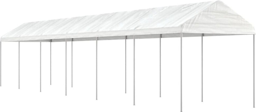 Paviljong med tak hvit 13,38x2,28x2,69 m polyetylen