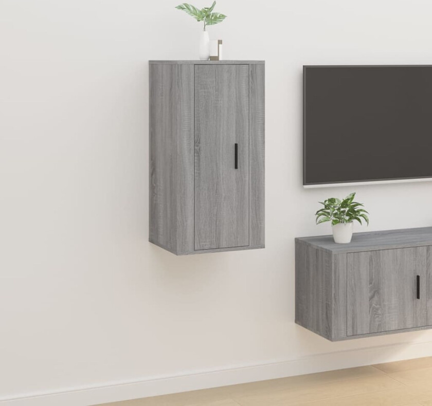 Vegghengt TV-benk grå sonoma 40x34,5x80 cm