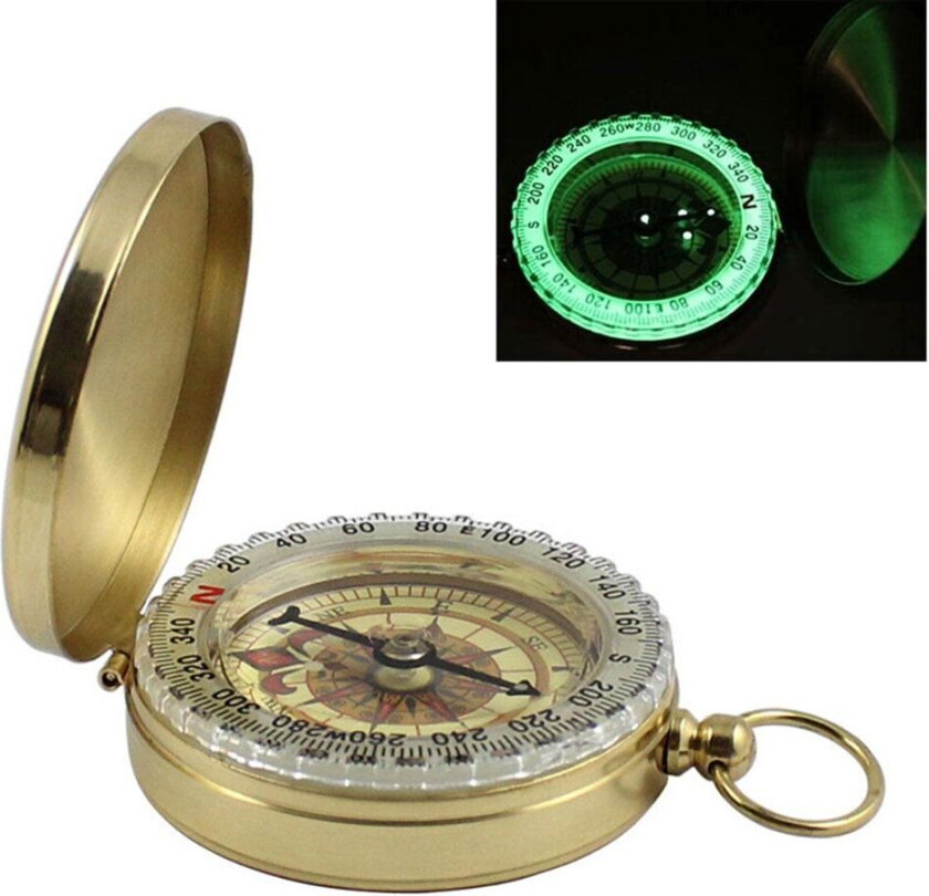 Selvlysende kompass i gullfarge