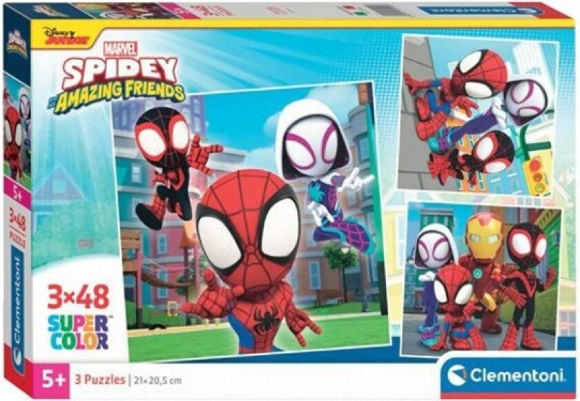 Jigsaw Puzzle Super Color Square Marvel Spidey and His Friends 3x48pcs. Gulv