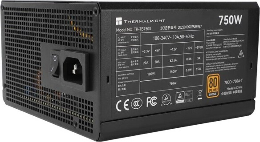 TB S - Strømforsyning (PSU) - 750 Watt - 140 mm - 80 Plus Bronze sertifisert