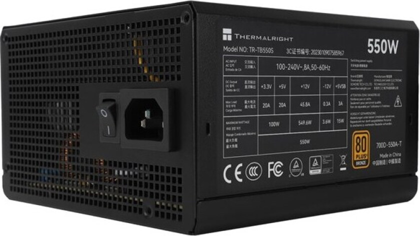 TB S - Strømforsyning (PSU) - 550 Watt - 140 mm - 80 Plus Bronze sertifisert