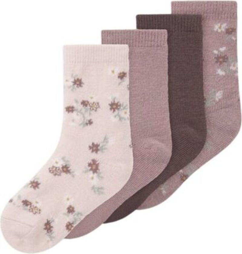 Name It - 4 Pk Ullsokker Wak Blomster Purple Dove