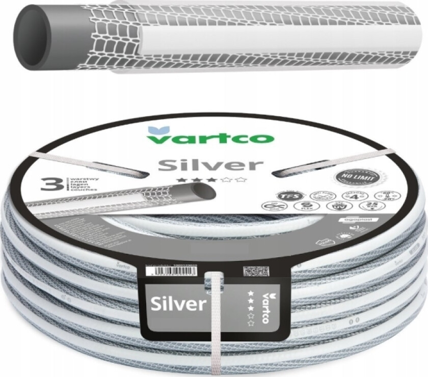 Vartco Garden Hose 1/2" 70M 3-Ply Vartco Silver Tfs 1009120070B