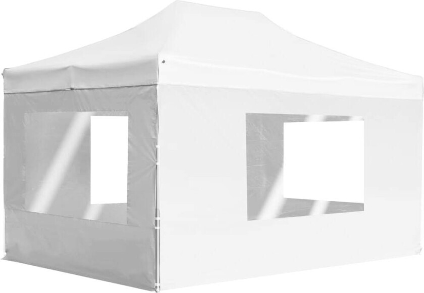 Profesjonelt foldbart festtelt med vegger aluminium 4,5x3m hvit