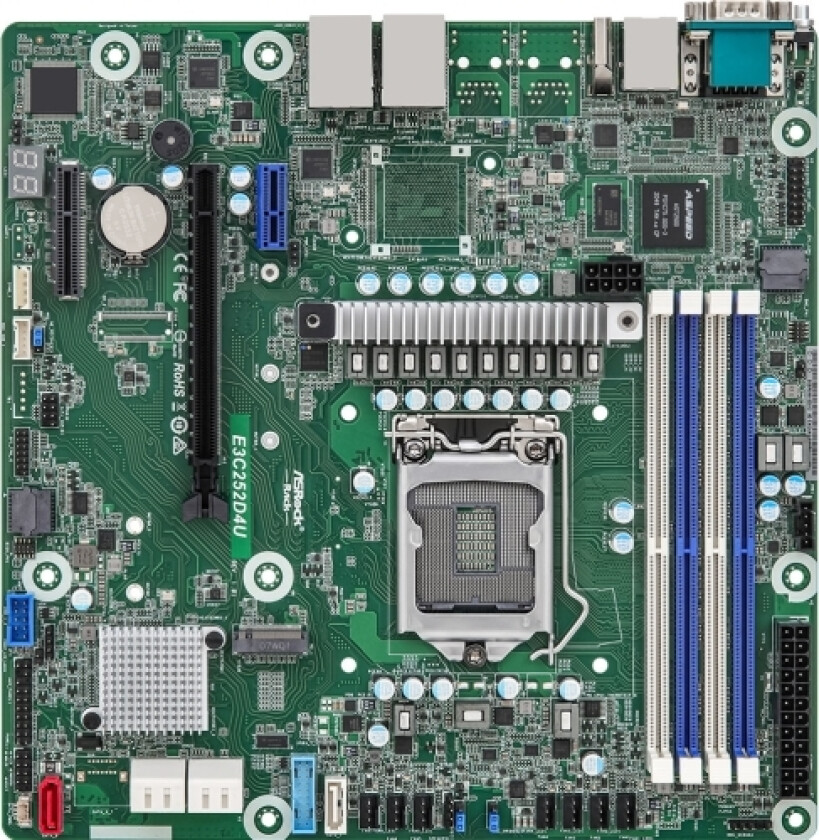 Asrock Rack E3c252d4u - Hovedkort - Micro Atx - Lga1200-Sokkel - C252 Chipset - Usb 3.2 Gen 1 - 2 X Gigabit Lan - Innbygd Grafikk