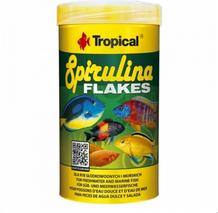 Spirulina Flakes Plantefôr Til Fisk 250Ml
