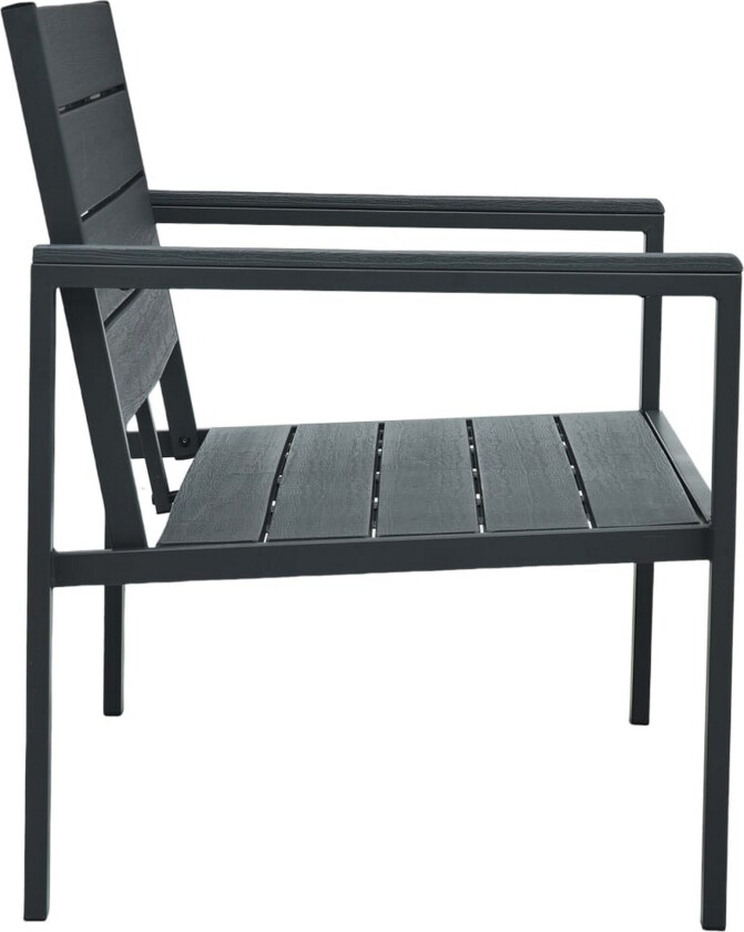 Hagebenk 120 cm HDPE grå treutseende -