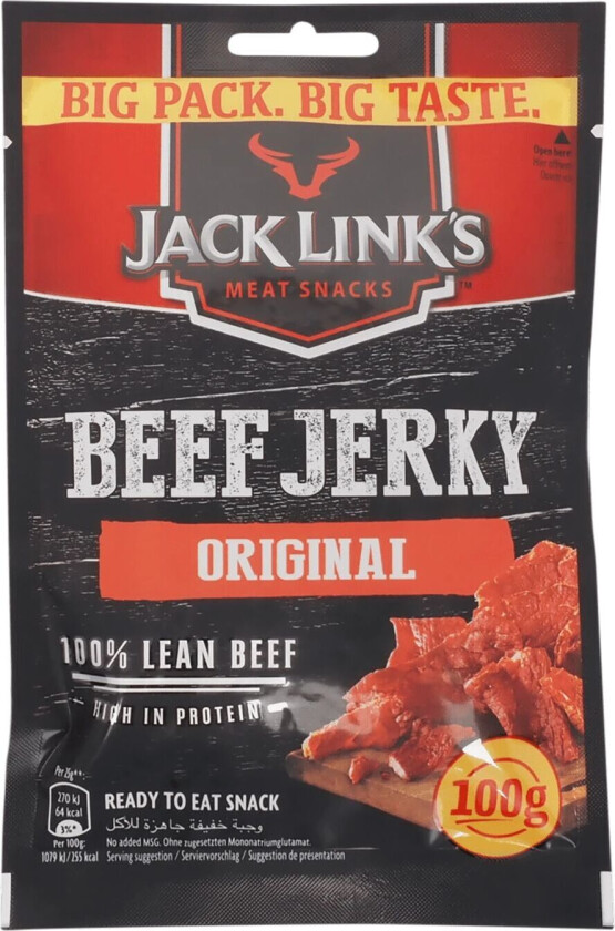 Beef Jerky 100 G Original, tørket kjøtt STD