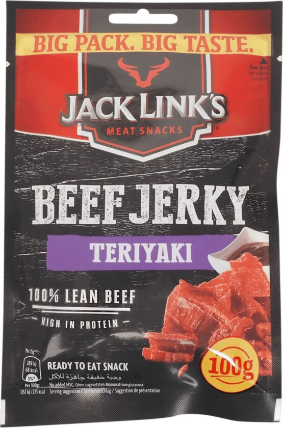 Beef Jerky 100 G Teriyaki, tørket kjøtt STD