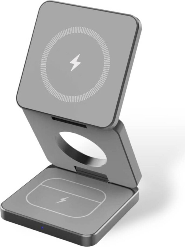 Lommeformat sammenleggbar 3-i-1 Qi2 trådløs lader