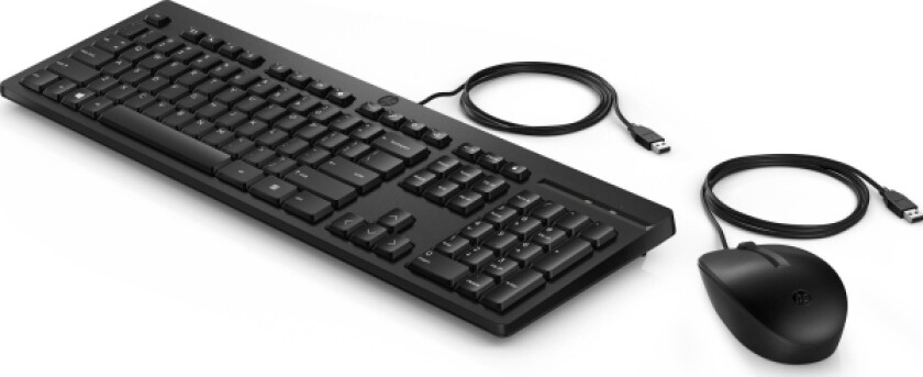 Hp 225 Kombinert Kablet Mus Og Tastatur, Full Størrelse (100 Og), Usb, Membrannøkkelbryter, Sort, Mus Inkludert