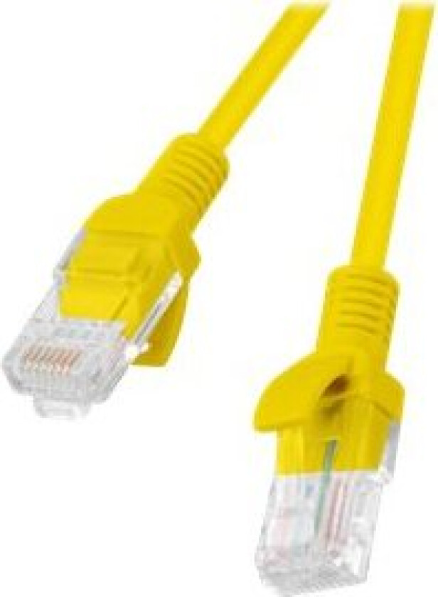 Lanberg - Koblingskabel - Rj-45 (Hann) Til Rj-45 (Hann) - 25 Cm - Utp - Cat 5E - Formstøpt, Uten Hindringer, Flertrådet - Gul, Ral 1016 (En Pakke 10)