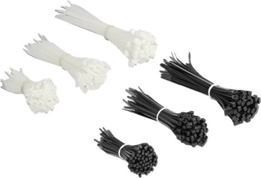 Delock Cable Tie Assortment Box 500 Pieces - Kabellissesett - Svart, Hvit