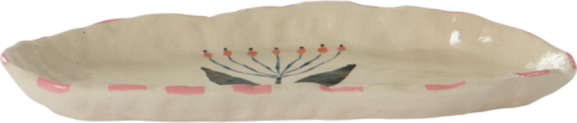 BOTANIC serveringsfat 31x13 cm White Pottery Clay With Hand Painting