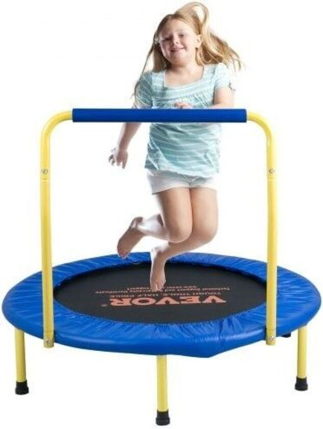 3FT trampoline for barn, 36" trampoline innendørs/utendørs trampoline for småbarn, sammenleggbar mini baby trampoline med skumhåndtak, fritids trampo