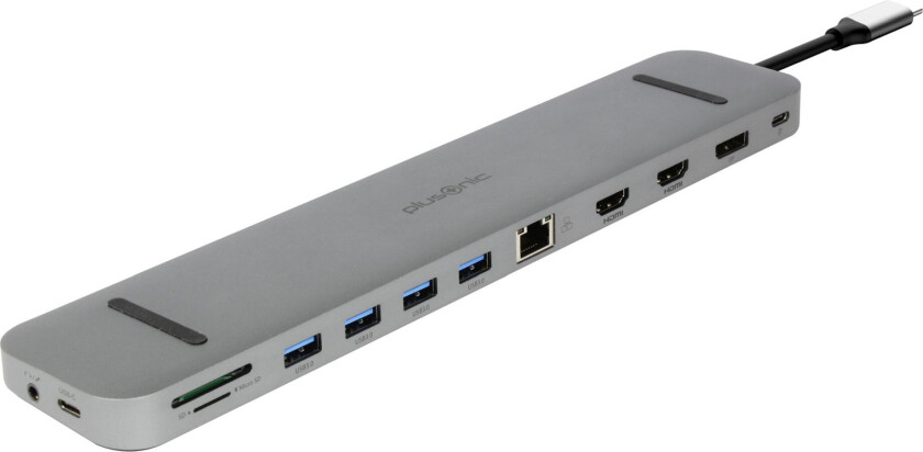 Plusonic USB-C dockingstasjon AdapterHub - HDMI, DP, LANU, USB, Micro SD/SD