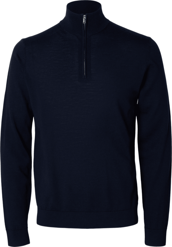 Selected Homme Tray Knit Merino Half Zip Genser - Navy Blazer