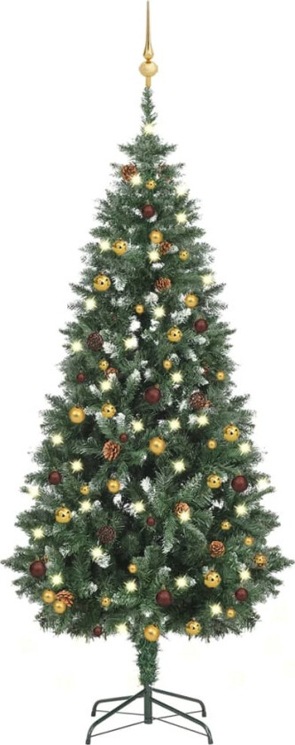 Forhåndsbelyst kunstig juletre med kulesett 180 cm