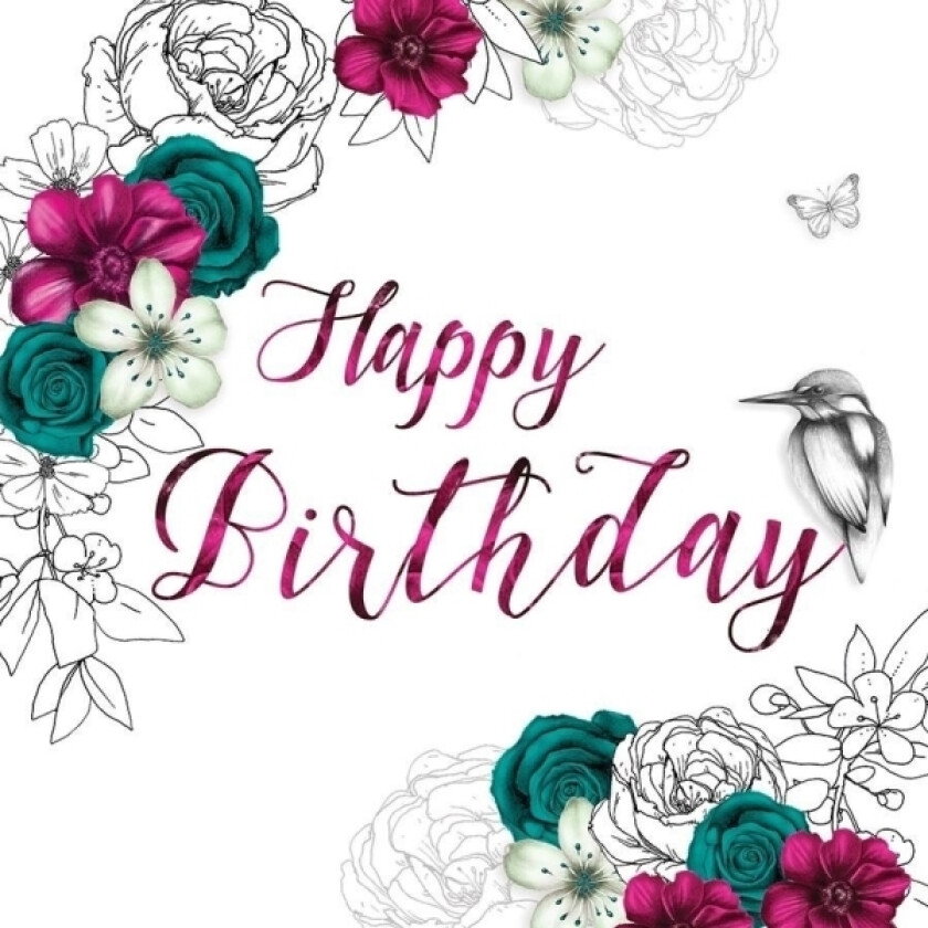 Swarovski Square Flowers Bursdagskort (Cl1406)