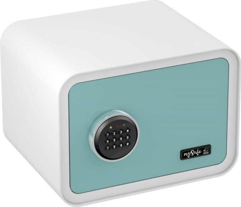 Mysafe 350, Frittstående Safe, Blå, Hvit, Kode, Elektronisk, Vegg, 1 Hyller, Batteri