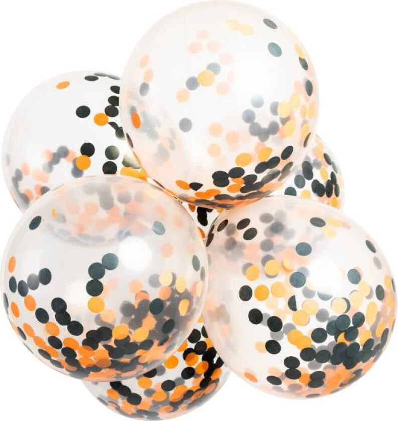 Konfettiballonger -Svart og Oransje- pk/6