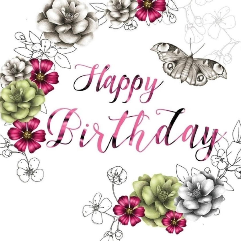 Swarovski Square Flowers Bursdagskort (Cl1404)