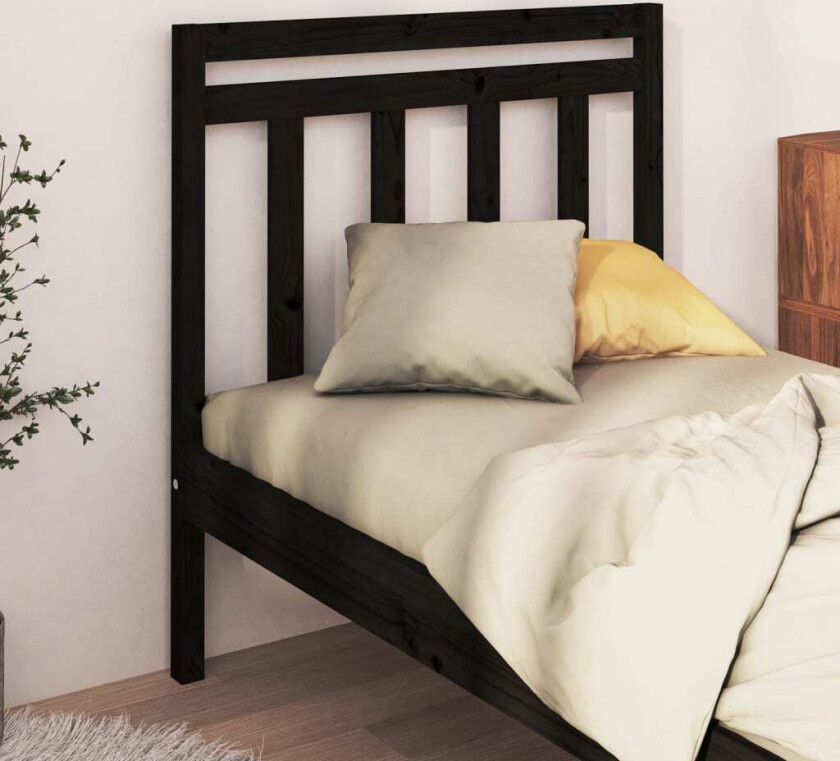 Bilde av Sengegavl svart 96x4x100 cm heltre furu