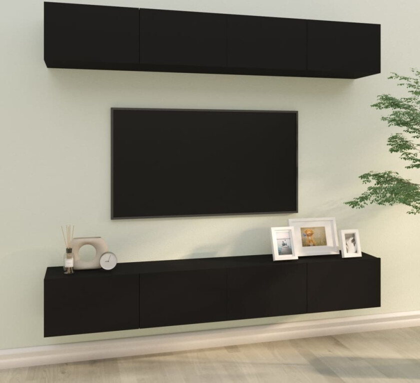 Vegghengte TV-benker 4 stk svart 100x30x30 cm